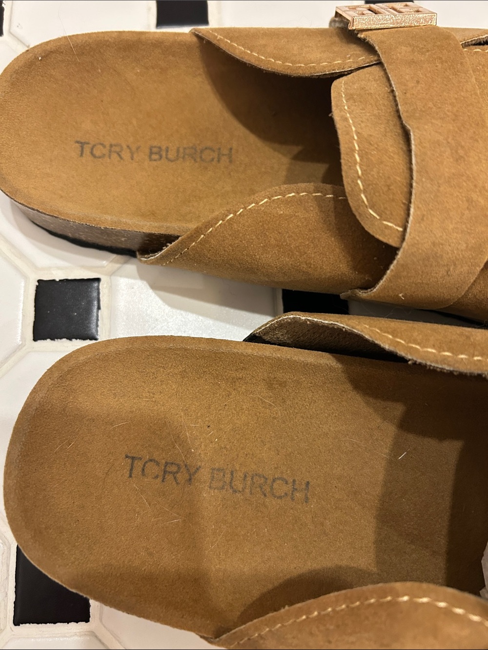Tory Burch Mellow Mules Suede Slip-On Loafers in River Rock Size 9 - Picture 6 of 9